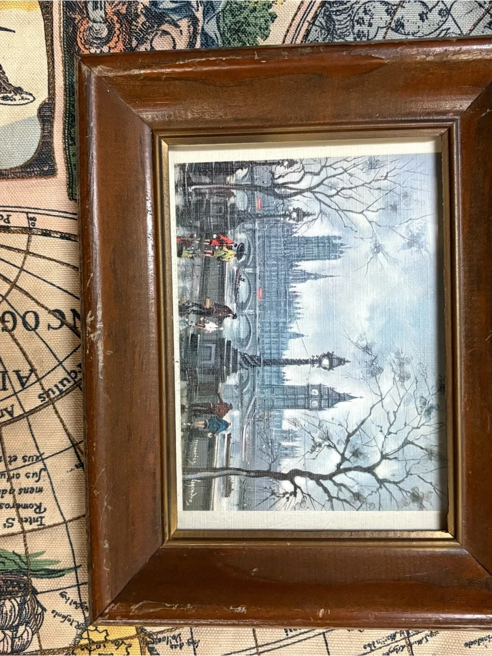 Classic Brown Wood Framed London Print - Home Accent